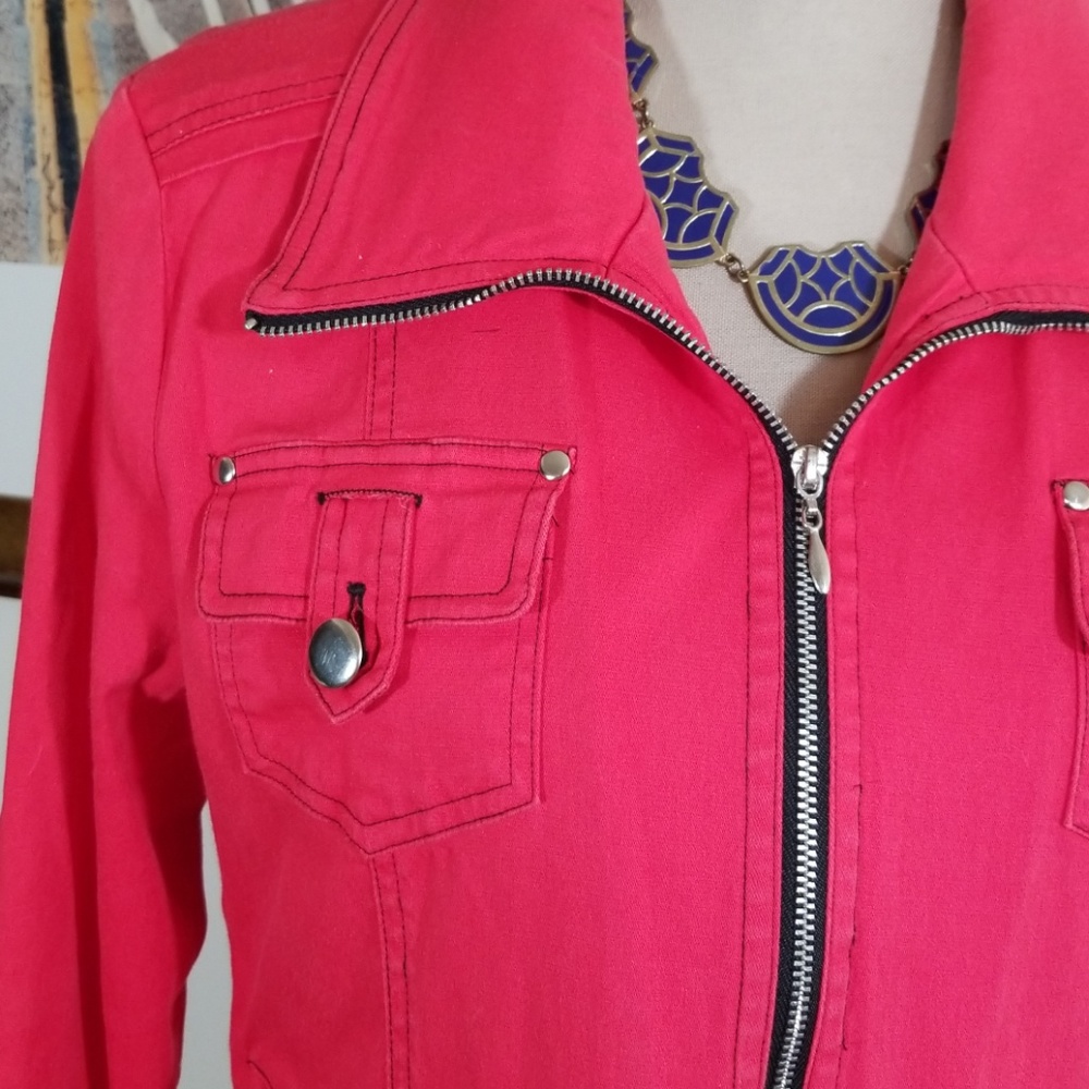 Ruby Cho Red Zippered Jacket. Size M - image 3